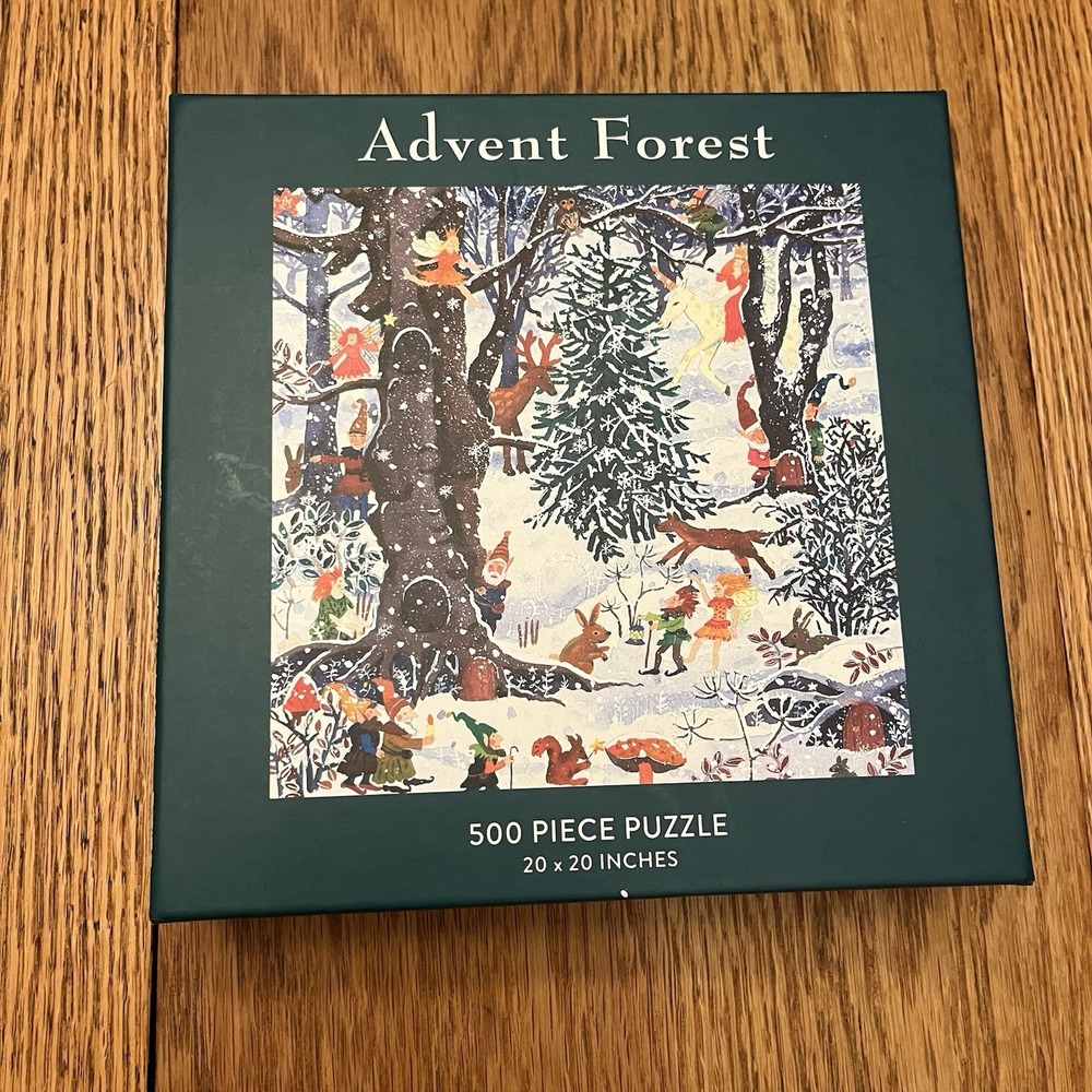 Galison Advent Forest 500 Piece Jigsaw Puzzle Winter Whimsy 20x20 Gnomes Animals